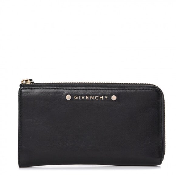 Givenchy Sugar Goatskin Studded Pandora Half Zip Long Wallet Black - Picture 3 of 7
